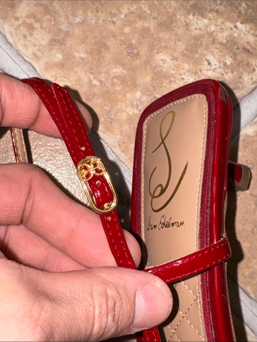 Sale 💃🏼 Sam Edelman Toni Slingback Kitten Heels Shoes Women’s Size 9.5 Red Color - Picture 9 of 17